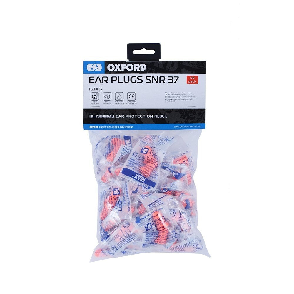 Oxford Products Essential Ear Plugs SNR37 - 50 Pairs - Ideal for Motorbike