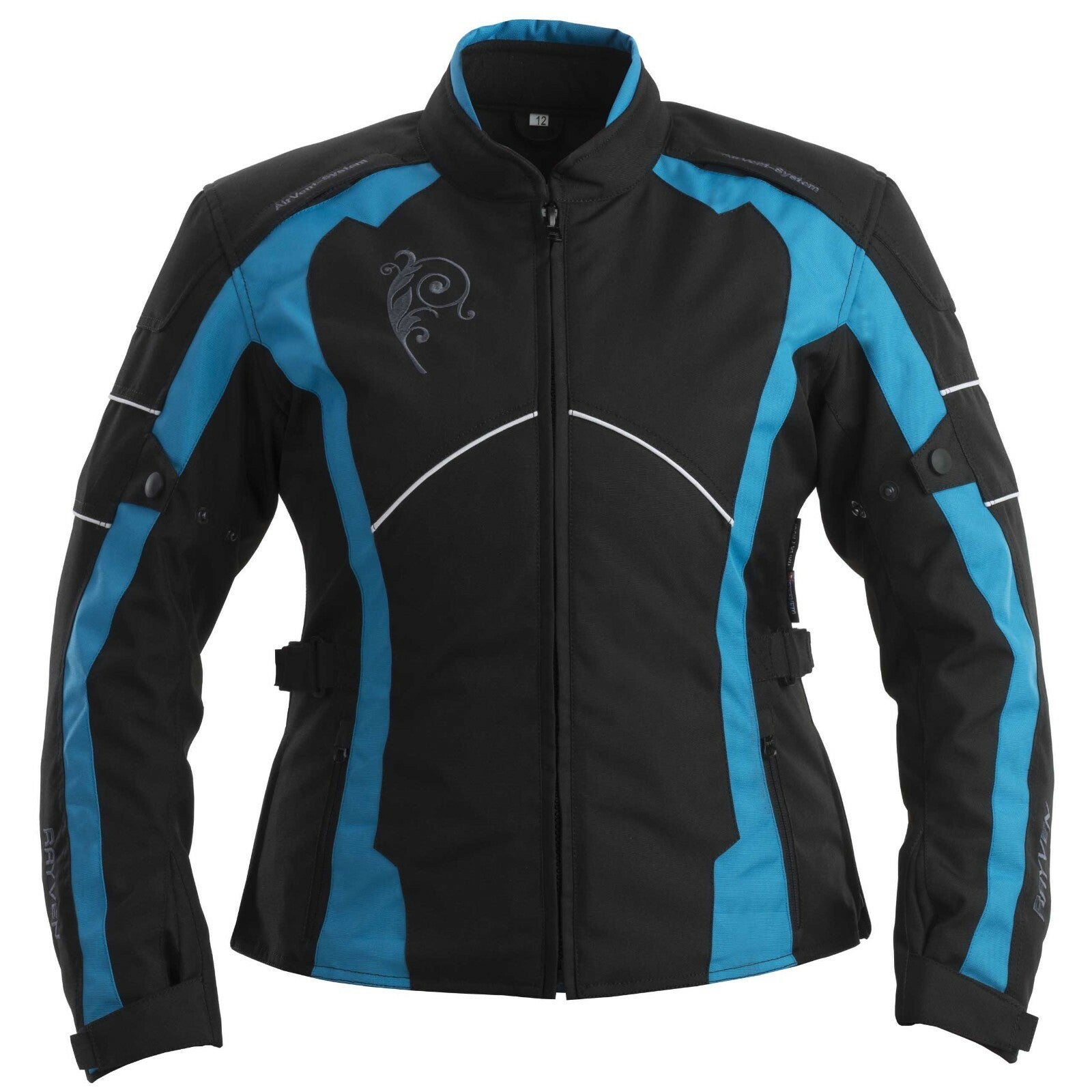 Rayven Juno Black Turquoise Blue Waterproof Ladies Motorcycle Motorbike Jacket