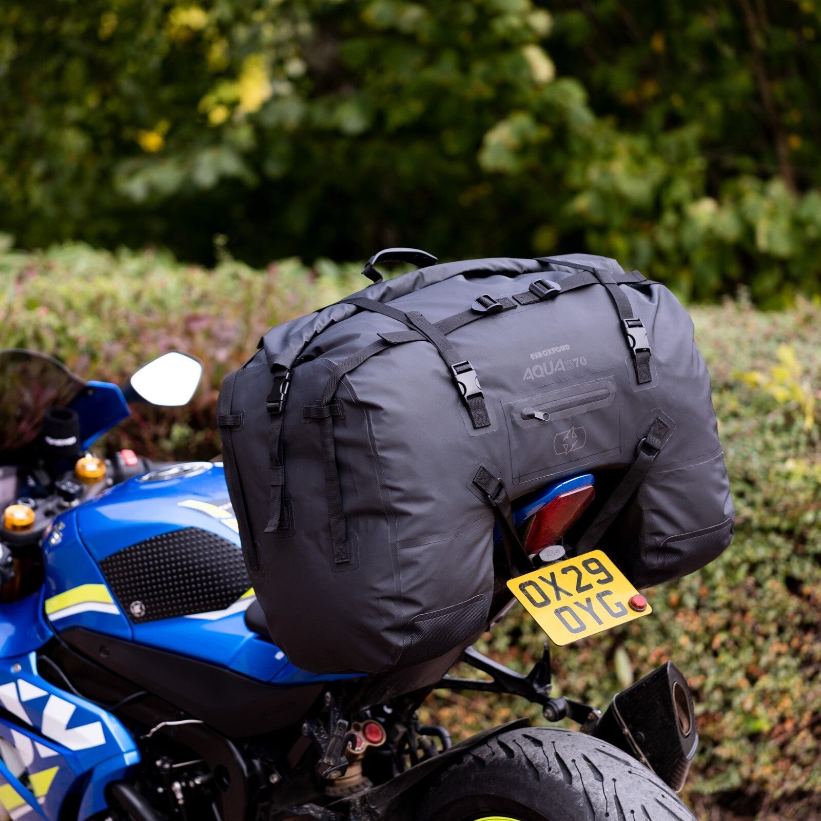 Oxford Aqua D-70 Waterproof Motorcycle Motorbike Saddle Duffel Roll Bag Black