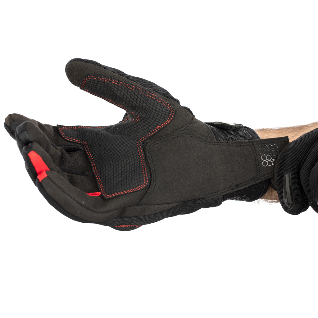 RST Rider CE Motorcycle Motorbike Short Lightweight Textile Gloves - Black Red