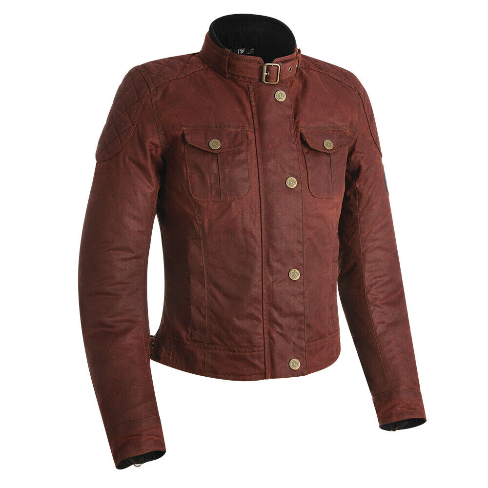 Oxford Holwell 1.0 Women's Waxed Cotton Motorcycle Motorbike Jacket - Red