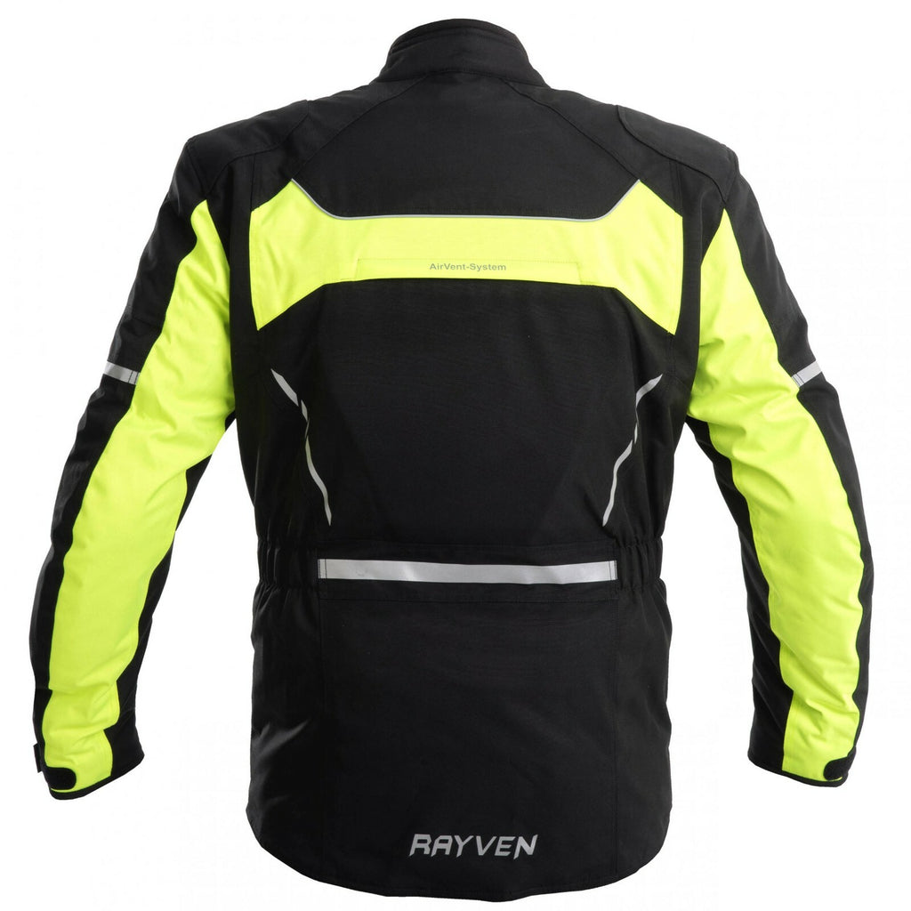 Rayven Scotty Waterproof CE Approved Motorcycle Motorbike Jacket - Black Fluo