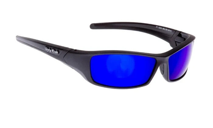 Ugly Fish RS5228 Motorcycle Motorbike Sunglasses - Matt Black Frame/Blue Lens