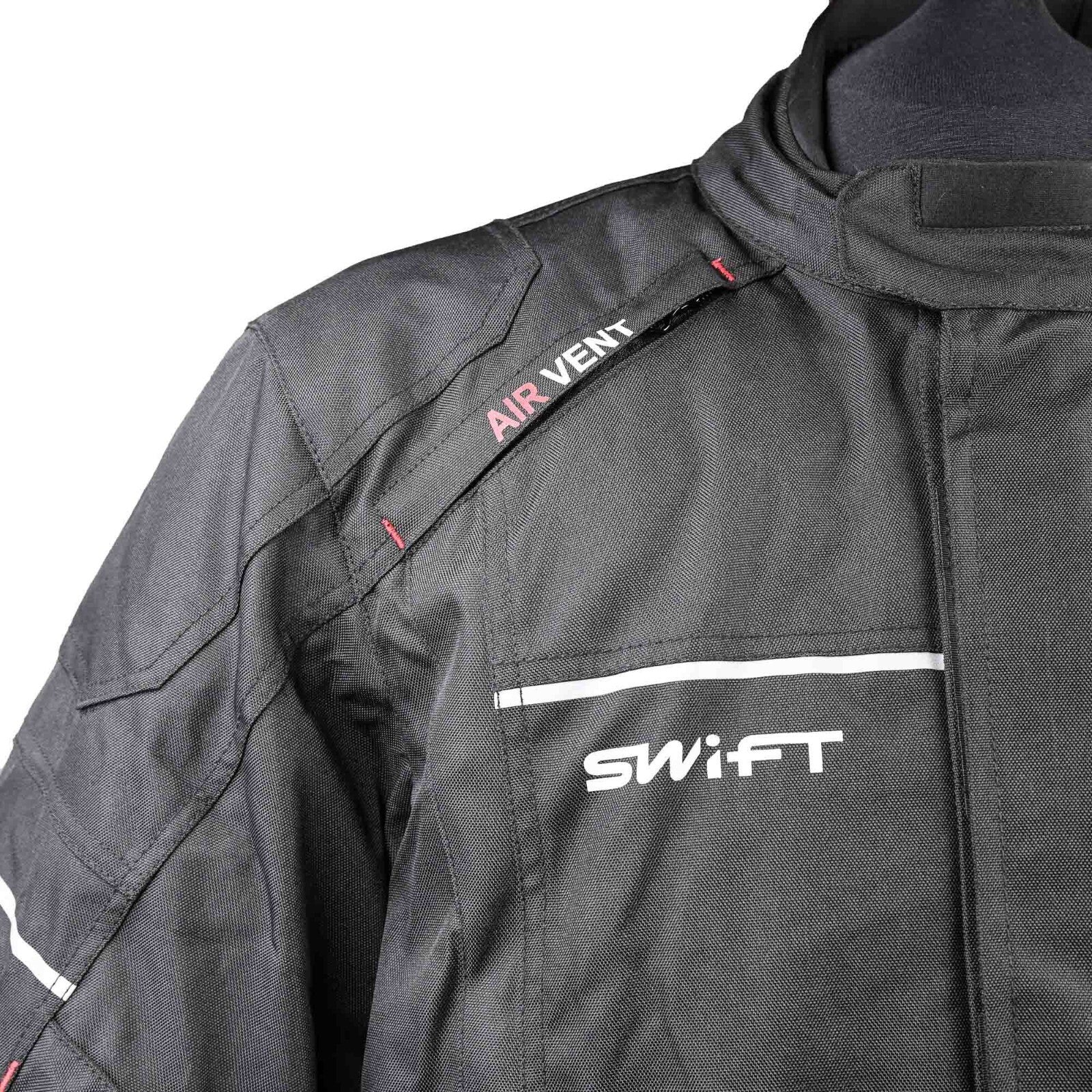 Swift S1 Textile Moto Motorcycle WaterProof Road Jacket - Black - XL & 2XL