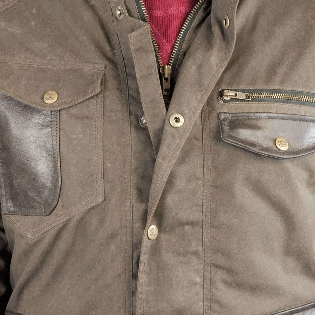 Age of Glory Armoured Retro Motorcycle Mission Waxed Jacket Brown CE AAA Large