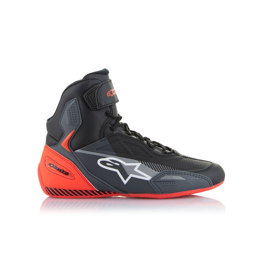 Alpinestars Faster 3 Motorcycle Motorbike CE Shoes Black Grey Red Fluo