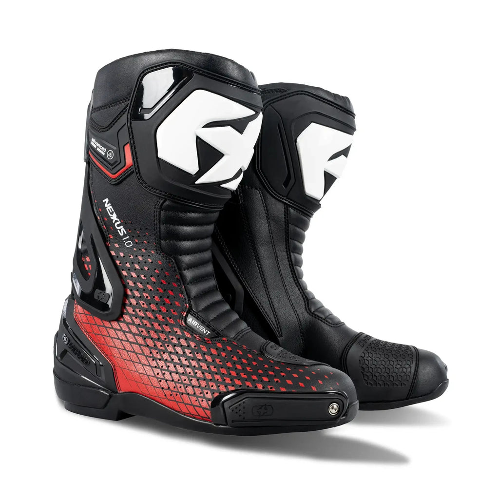 Oxford Nexus 1.0 Air CE Level 2 Vented Sports Motorcycle Motorbike Boots Blk Red