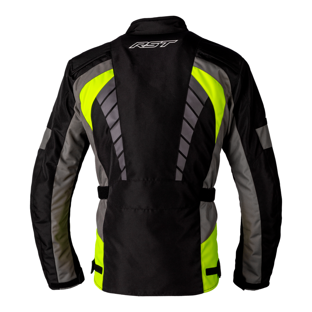 RST Alpha 5 CE Waterproof Textile Motorcycle Motorbike Jacket Black Fluo Grey