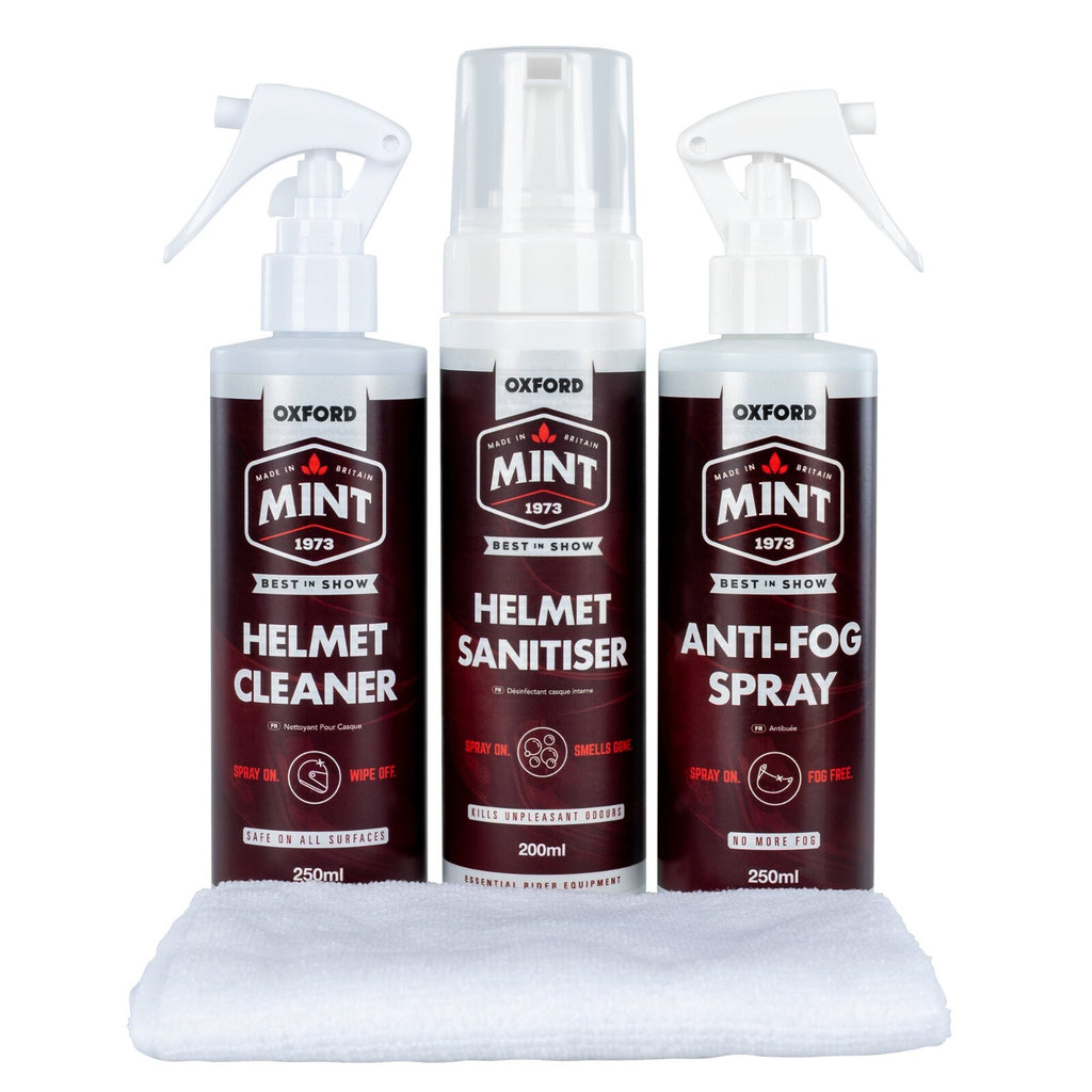 Oxford Mint Motorcycle Motorbike Helmet Care Bundle Kit XL Maintenance Clean