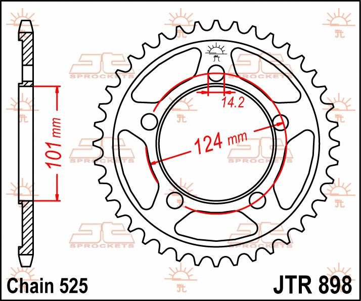 JT Sprockets JTR898 Motorcycle Motorbike Rear Sprocket 525 x 41 Teeth