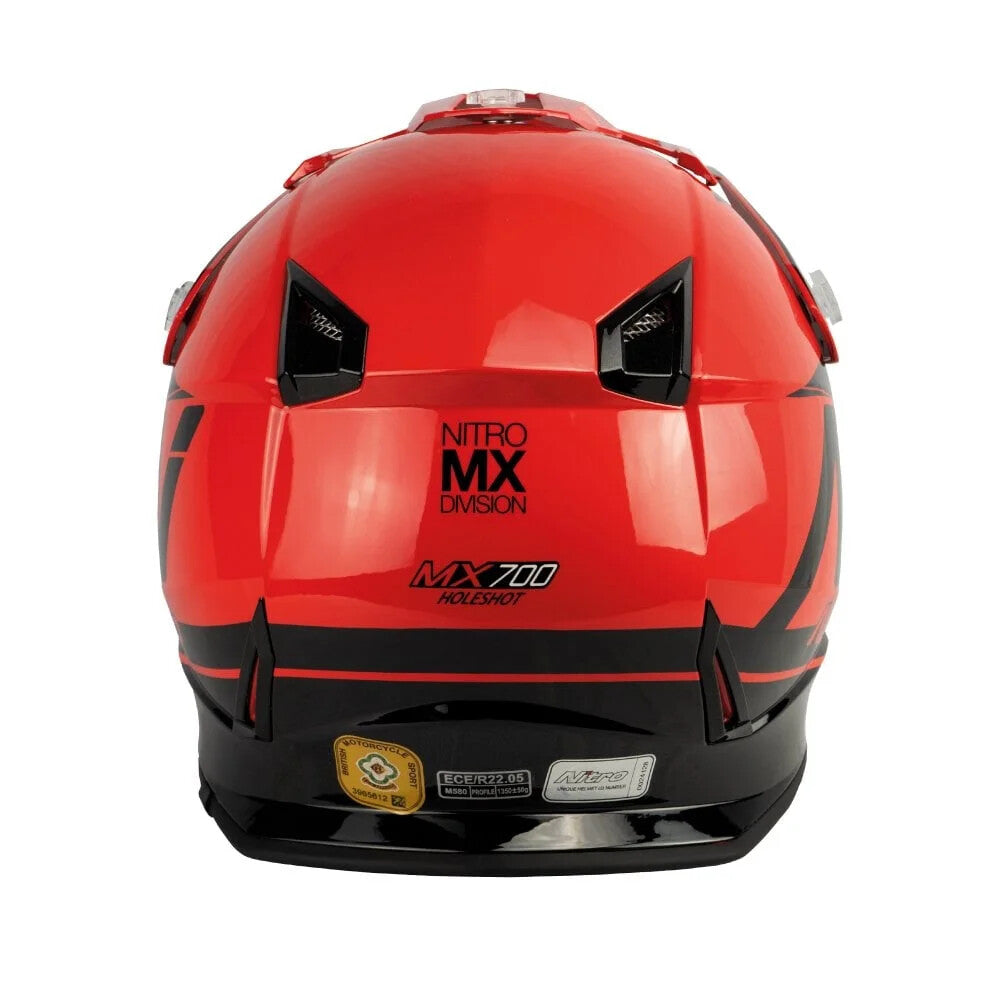 Nitro MX700 Podium MX Motocross Enduro Motorcycle Helmet Holeshot Black Red