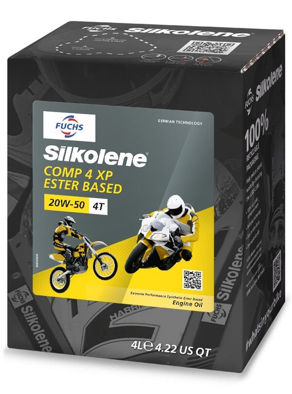 Silkolene Comp 4 20W-50 XP Synthetic Ester Based 4T Motorcycle Engine Oil - 4L