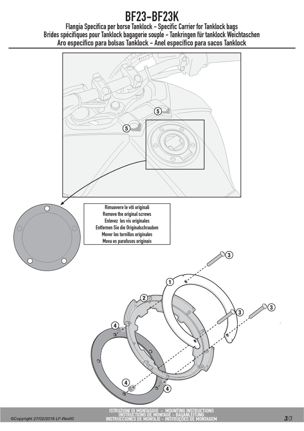 Givi BF23 Kappa BF23K Tanklock Tank Bag Flange Kit Yamaha Tracer 9 MT-09 Tracer