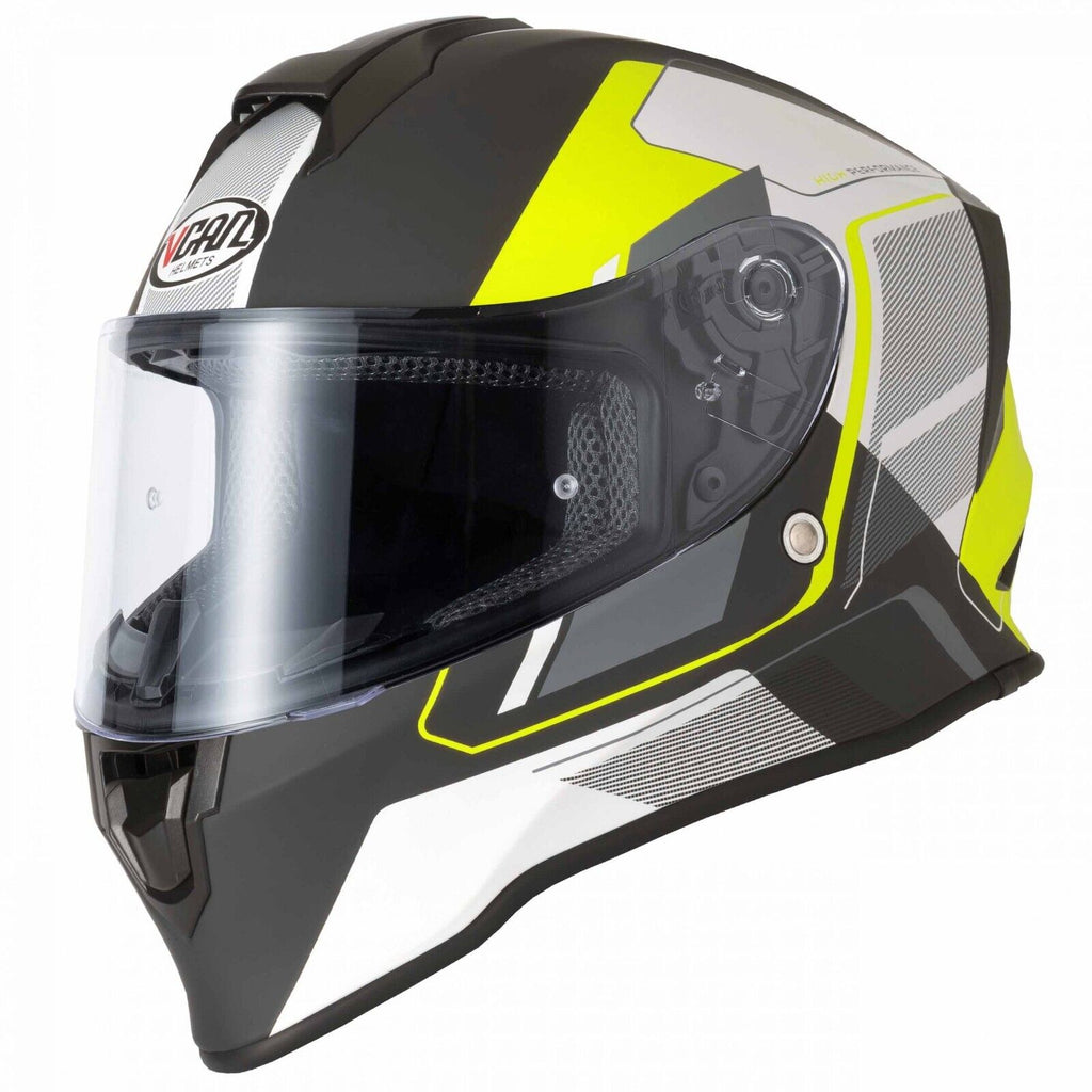 VCAN V151 Full Face Pulsar Yellow ACU Gold Motorcycle Motorbike Helmet Black Yel