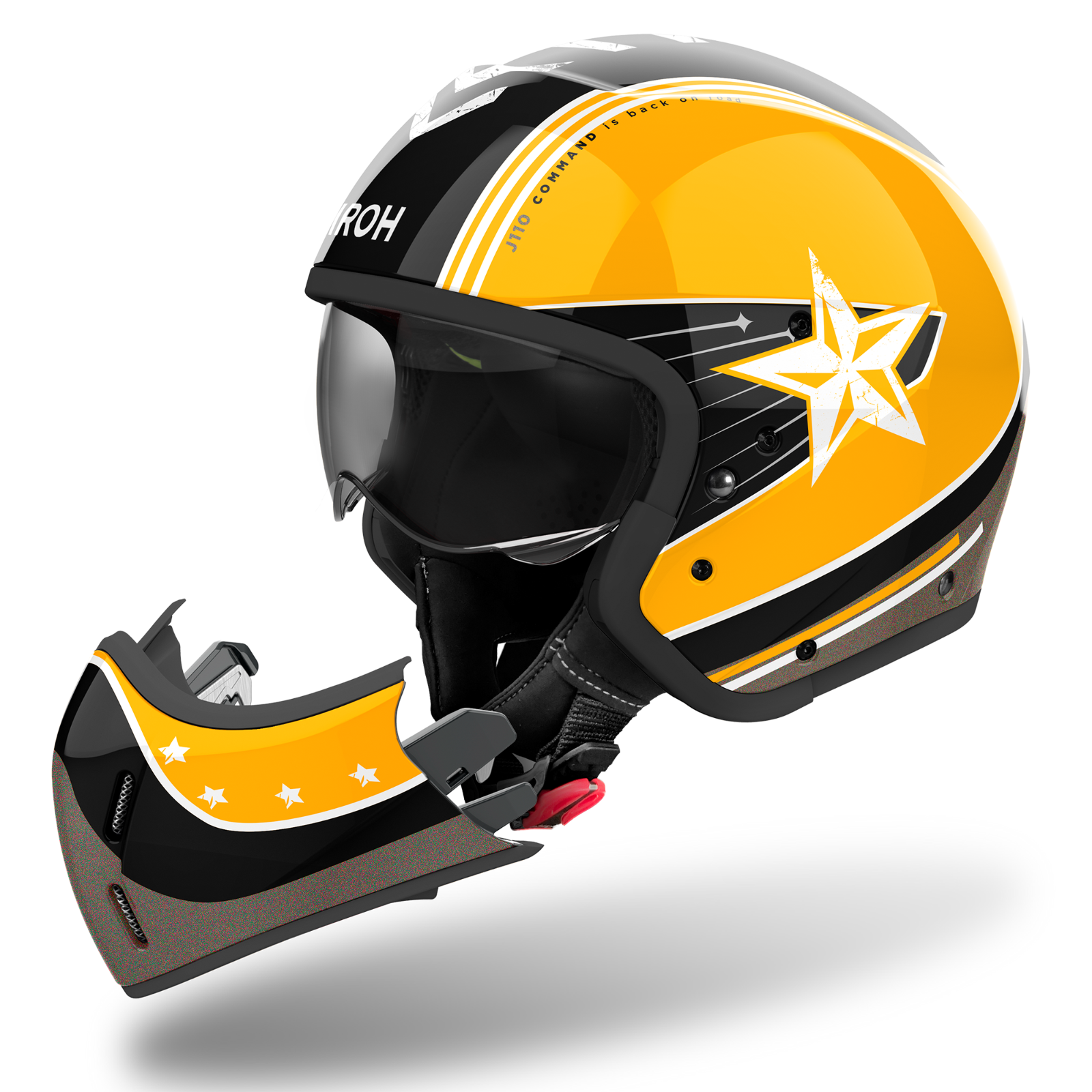 Airoh J110 Convertible ECE2206 Motorcycle Motorbike Helmet Command Yellow Gloss