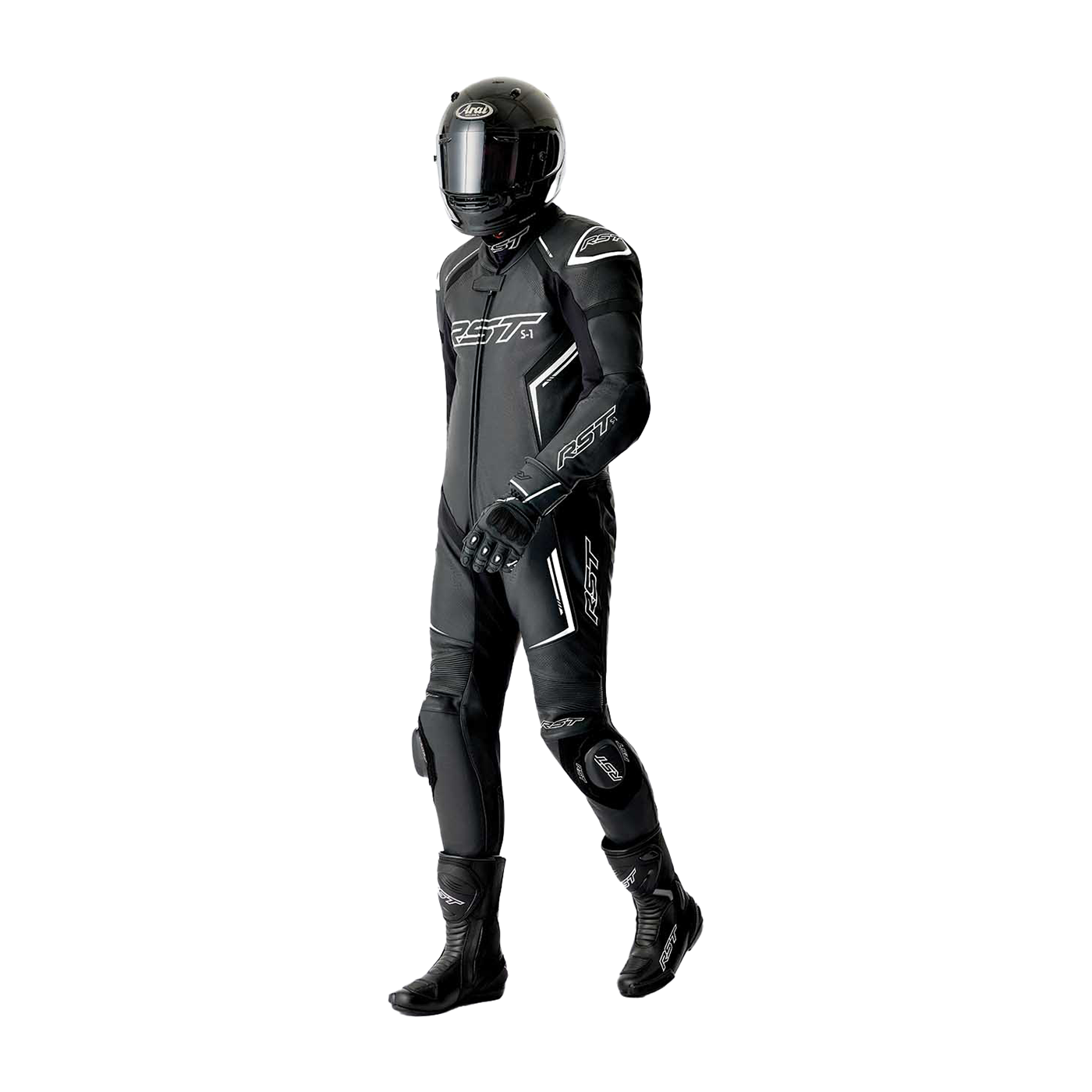 RST S1 D3O CE AAA Rated Leather Motorcycle Motorbike Race 1 Pc Suit Black White