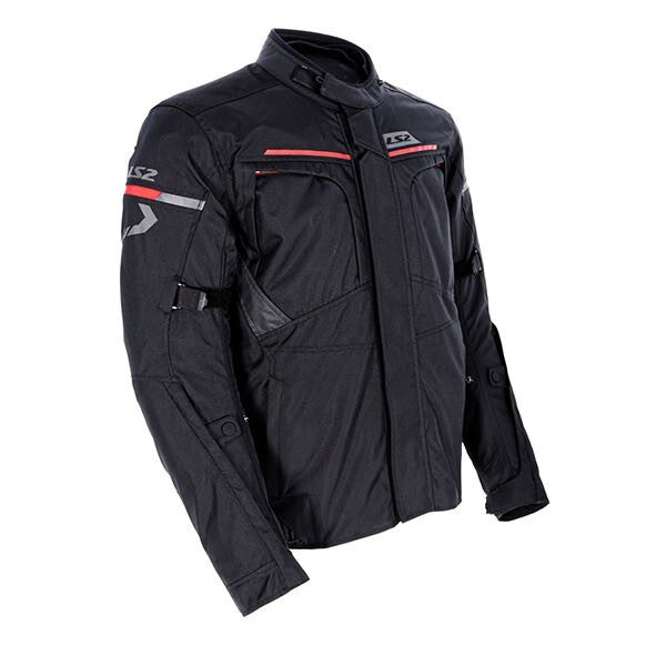 LS2 Endurance Waterproof Motorcycle Motorbike Textile Jacket - Black / Red - XL