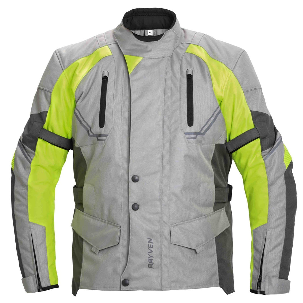 Rayven Taylor Fluo Grey CE Rated Textile Waterproof Motorcycle Motorbike Jacket