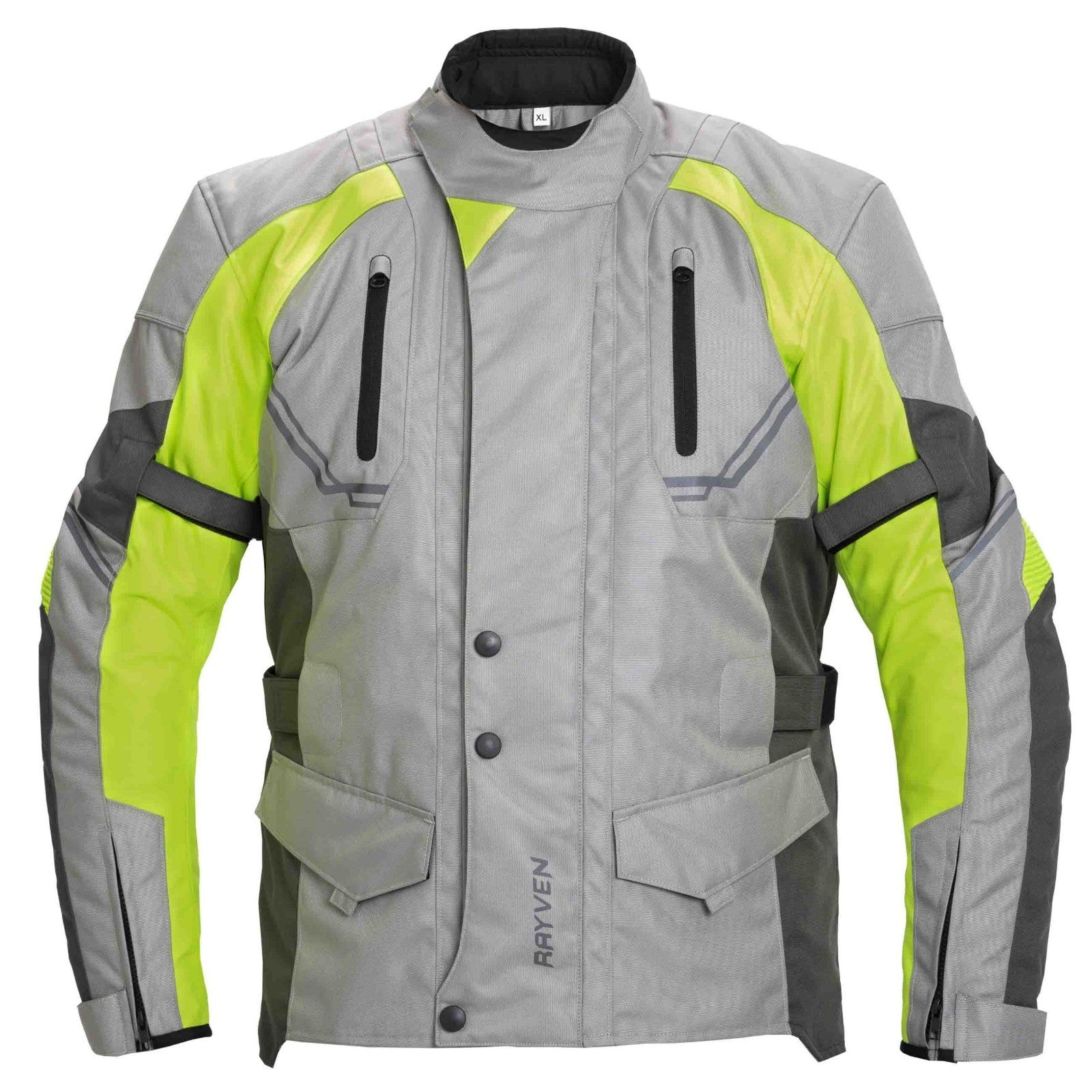Rayven Taylor Fluo Grey CE Rated Textile Waterproof Motorcycle Motorbike Jacket