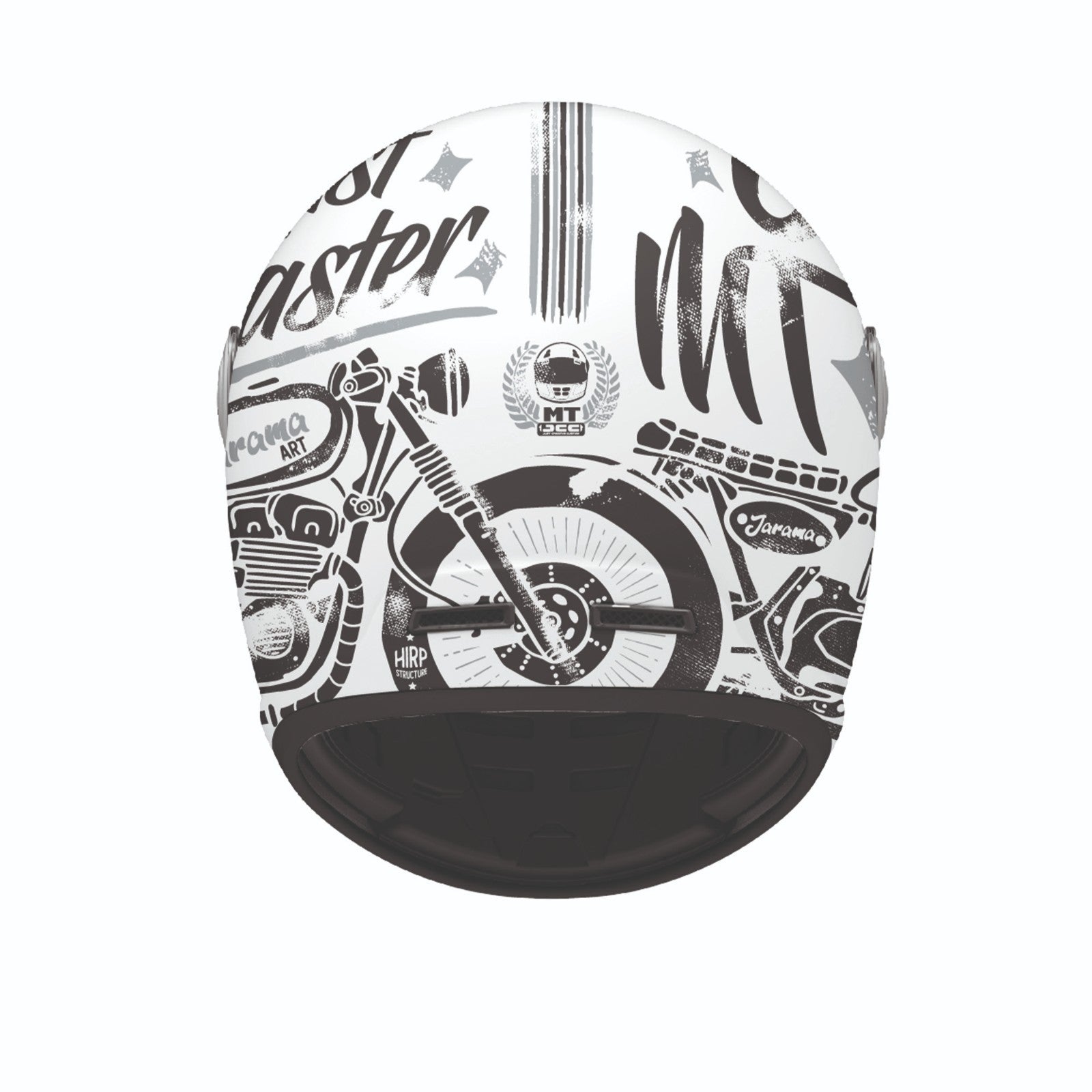 MT Jarama SV Art Gloss White Black Classic Style Motorcycle Motorbike Helmet
