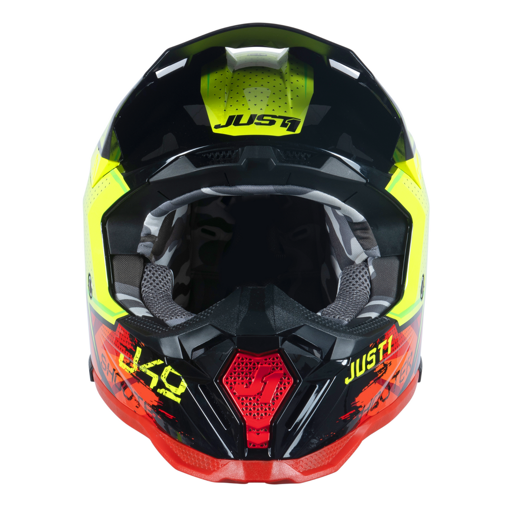 Just1 J40 Motocross Motorcycle Motorbike Helmet Shooter Camo / Red / Black