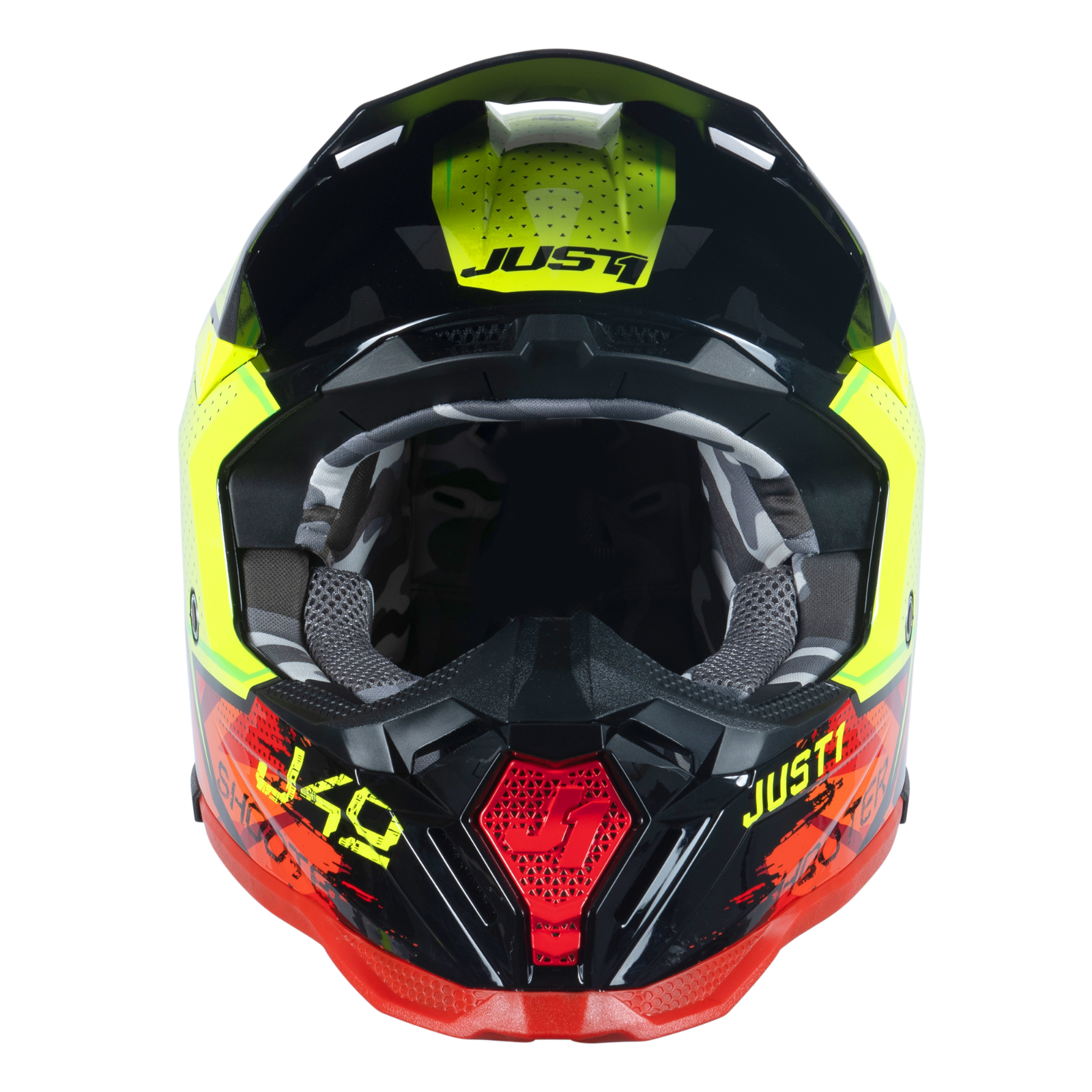 Just1 J40 Motocross Motorcycle Motorbike Helmet Shooter Camo / Red / Black