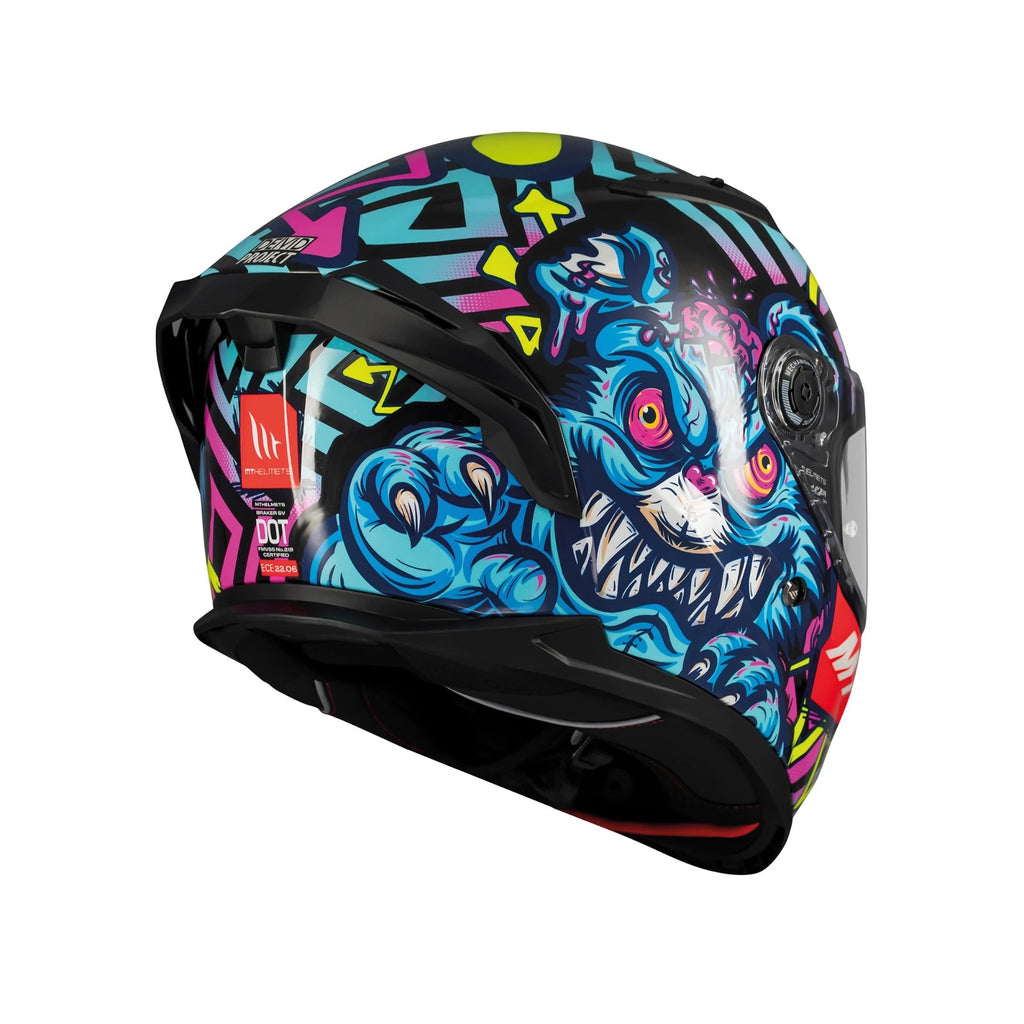 MT Helmets Braker Crazy Teddy Full Face ECE2206 Motorcycle Motorbike Helmet