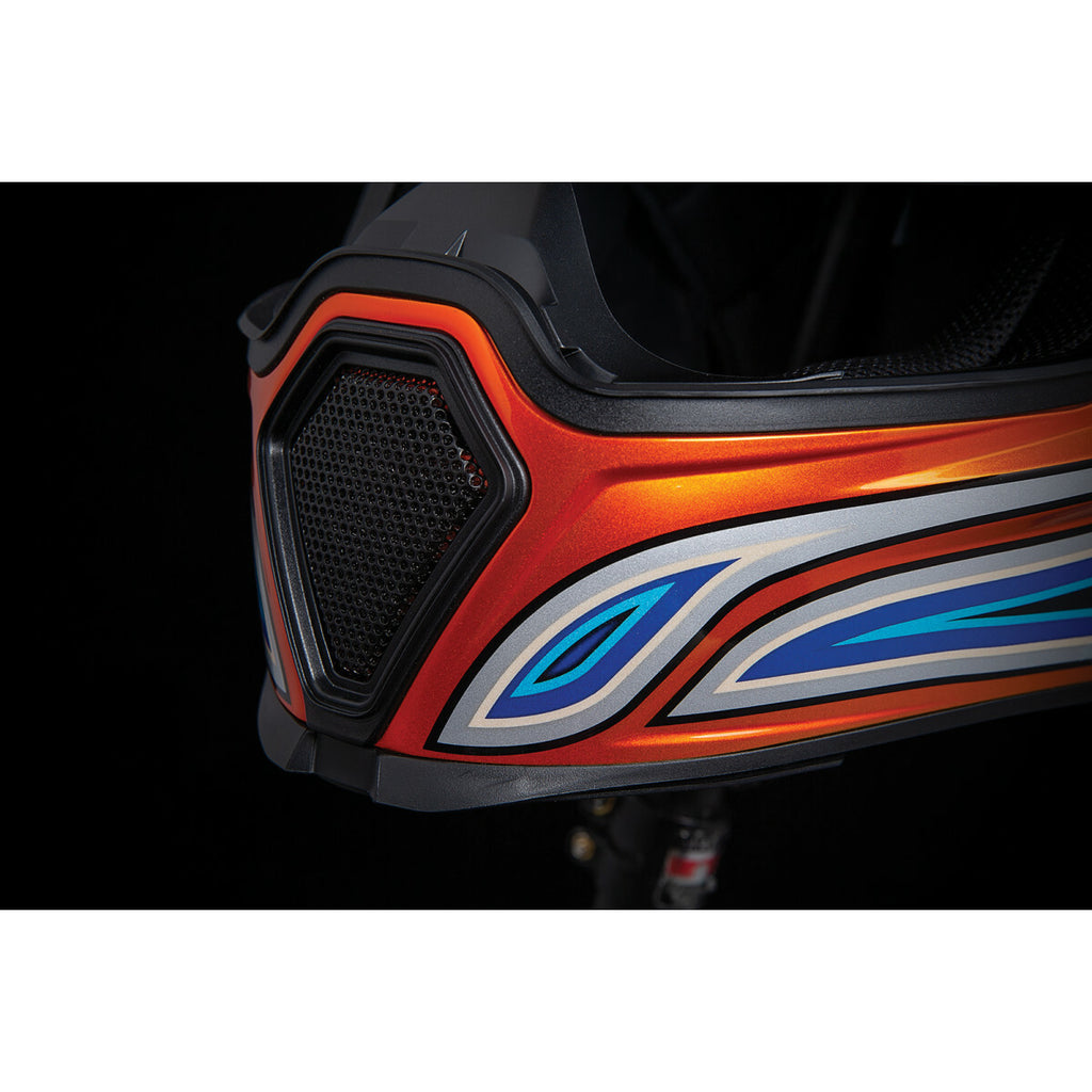 Icon Airflite El Centro Blue Orange Motorcycle Motorbike Helmet Free Gold Visor