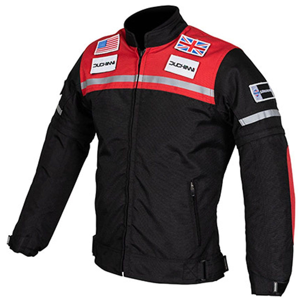 Duchinni Grid Kids Childs CEAA Motorcycle Motorbike Jacket Black Red
