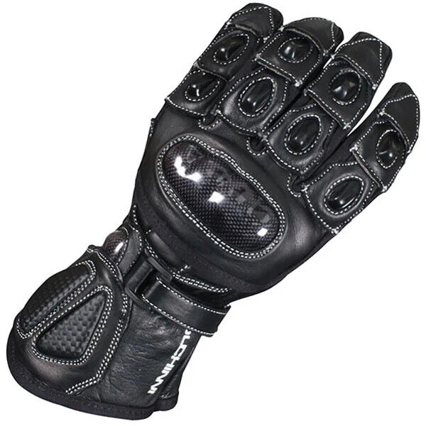 Duchinni Kids Youth Bambino Leather Textile Motorcycle Bike Gloves Black