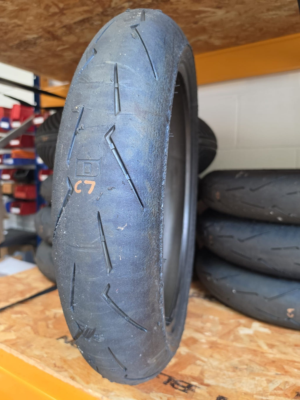 Pirelli Diablo Supercorsa SC1 V4 120/70-17 part worn front BSB scrub tyre