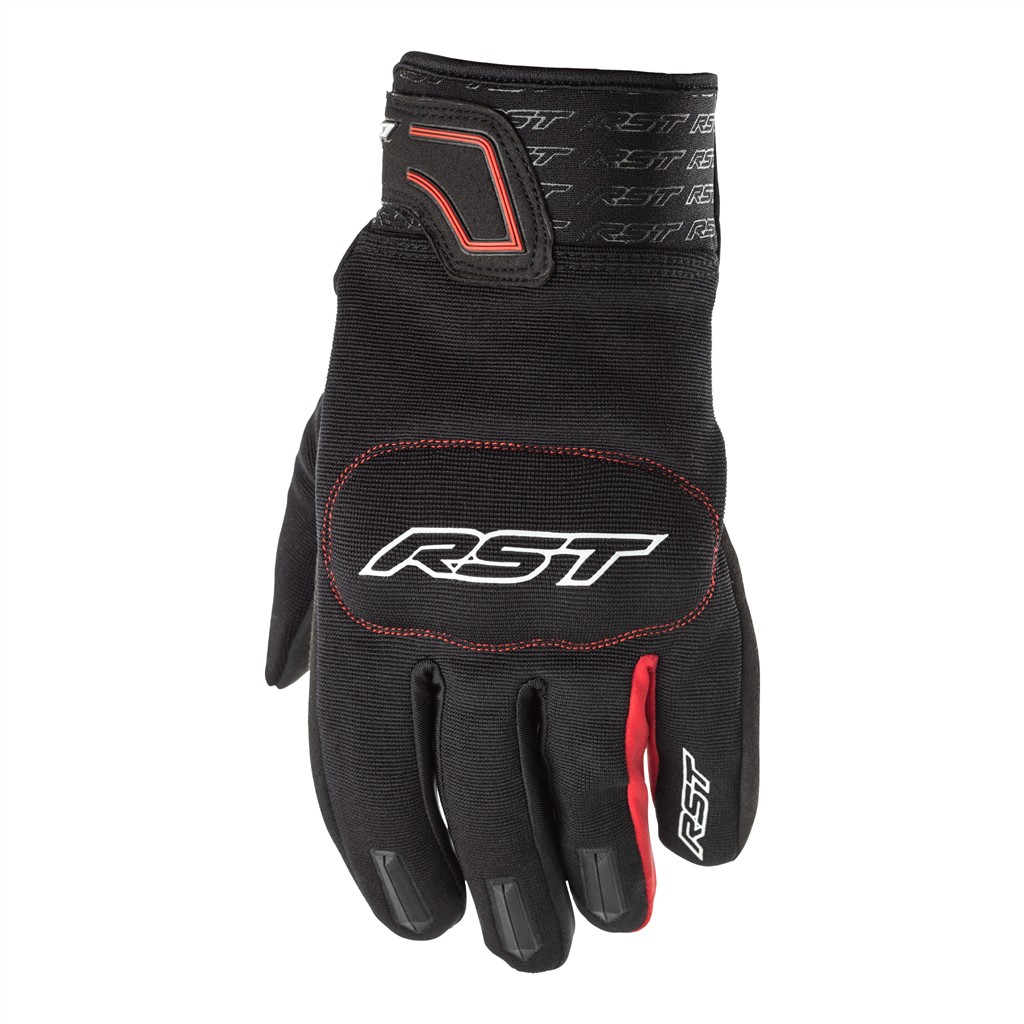 RST Rider CE Motorcycle Motorbike Short Lightweight Textile Gloves - Black Red