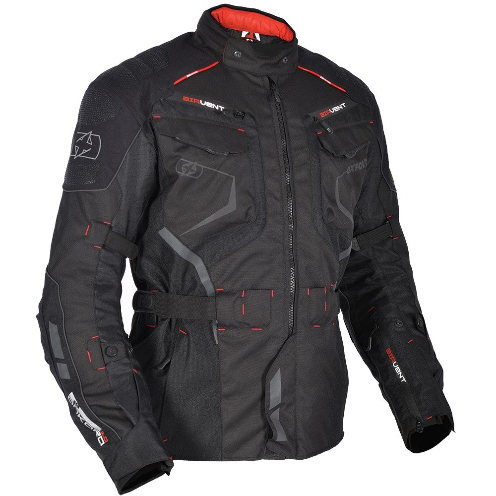 Oxford Ankara Long Waterproof Textile Motorcycle Motorbike Jacket - Black - SALE