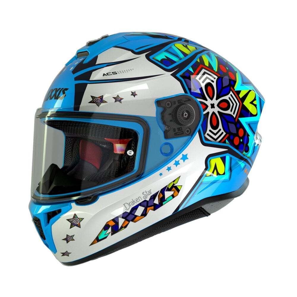 Draken S Star C17 Full Face ECE 2206 Motorcycle Motorbike Helmet Gloss Fluo Blue