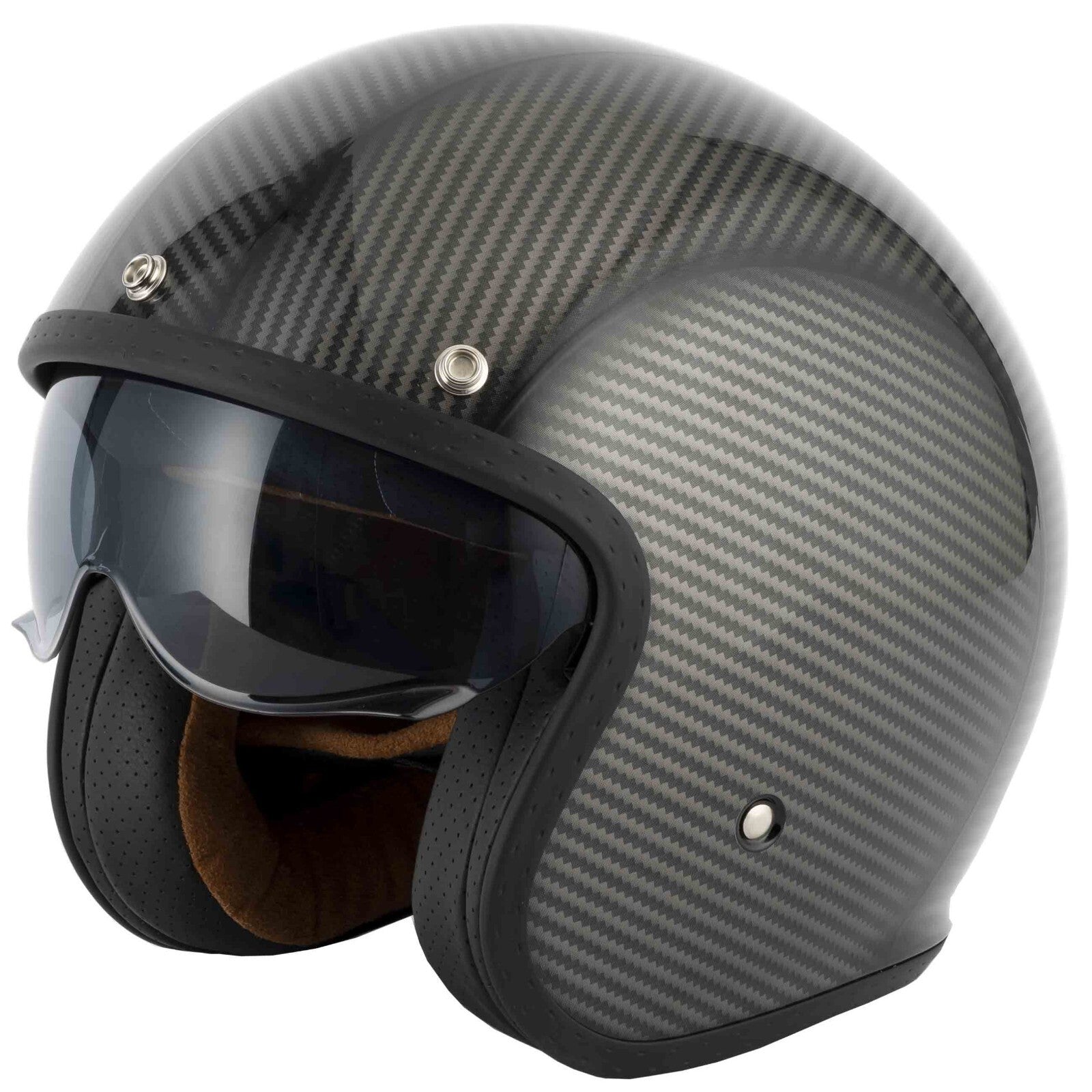 VCAN H589 Classic Retro Style Open Face Motorcycle Motorbike Helmet Delta Carbon