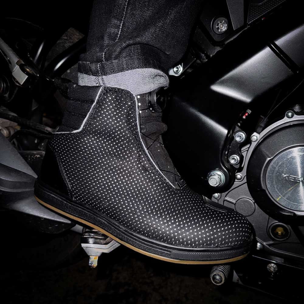 Spada Tachi Black Waterproof Reflective High Top CE Motorcycle Motorbike Trainer