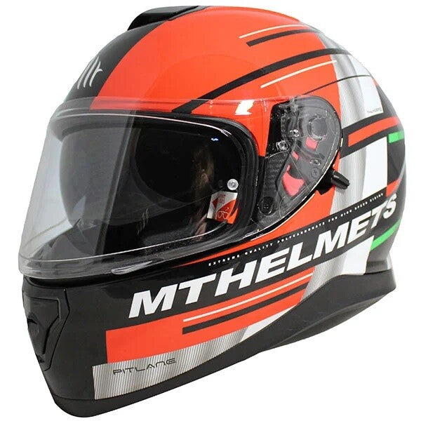 MT Thunder 3 SV Pitlane Motorcycle Motorbike Full Face Helmet Gloss Red White