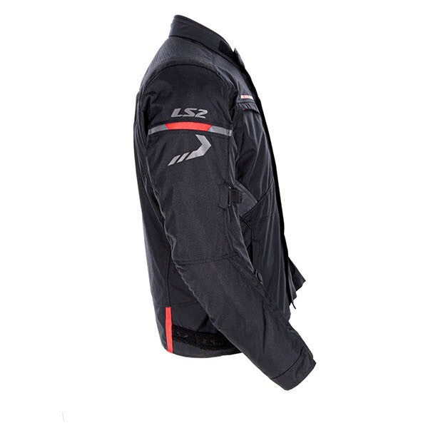LS2 Endurance Waterproof Motorcycle Motorbike Textile Jacket - Black / Red - XL