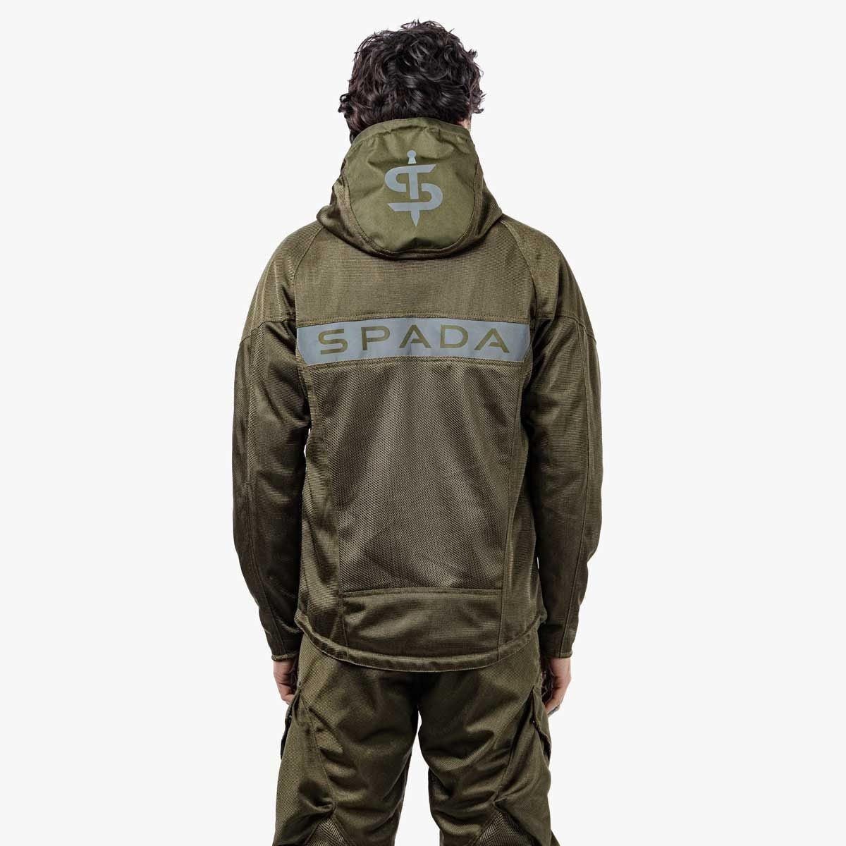 Spada Hooded Air CE Mesh Motorcycle Motorbike Vented Jacket Olive Green