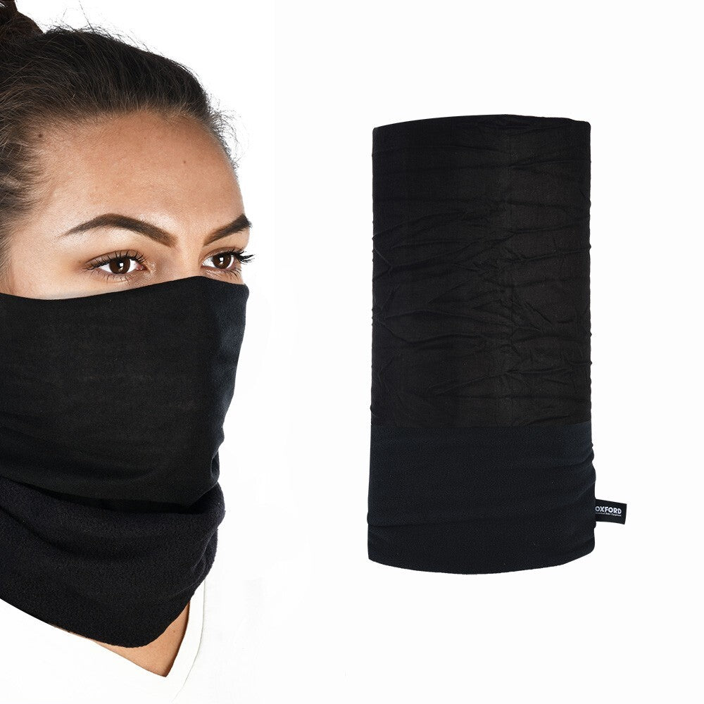 Oxford Motorcycle Motorbike Scooter Fleece Balaclava Neck Warmer Tie Plain Black