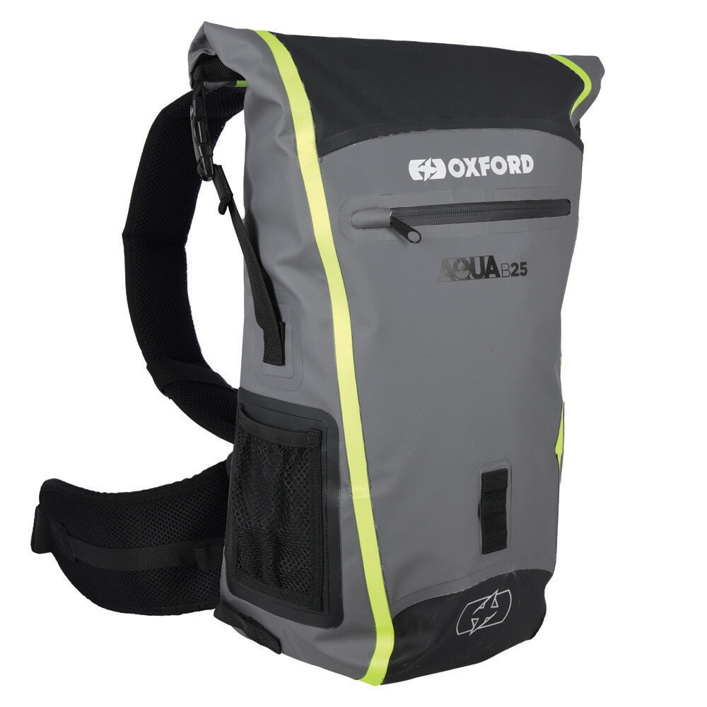 Oxford Aqua B25 Hydro Waterproof 25 Litre Motorcycle Motorbike Back Pack Grey Fl
