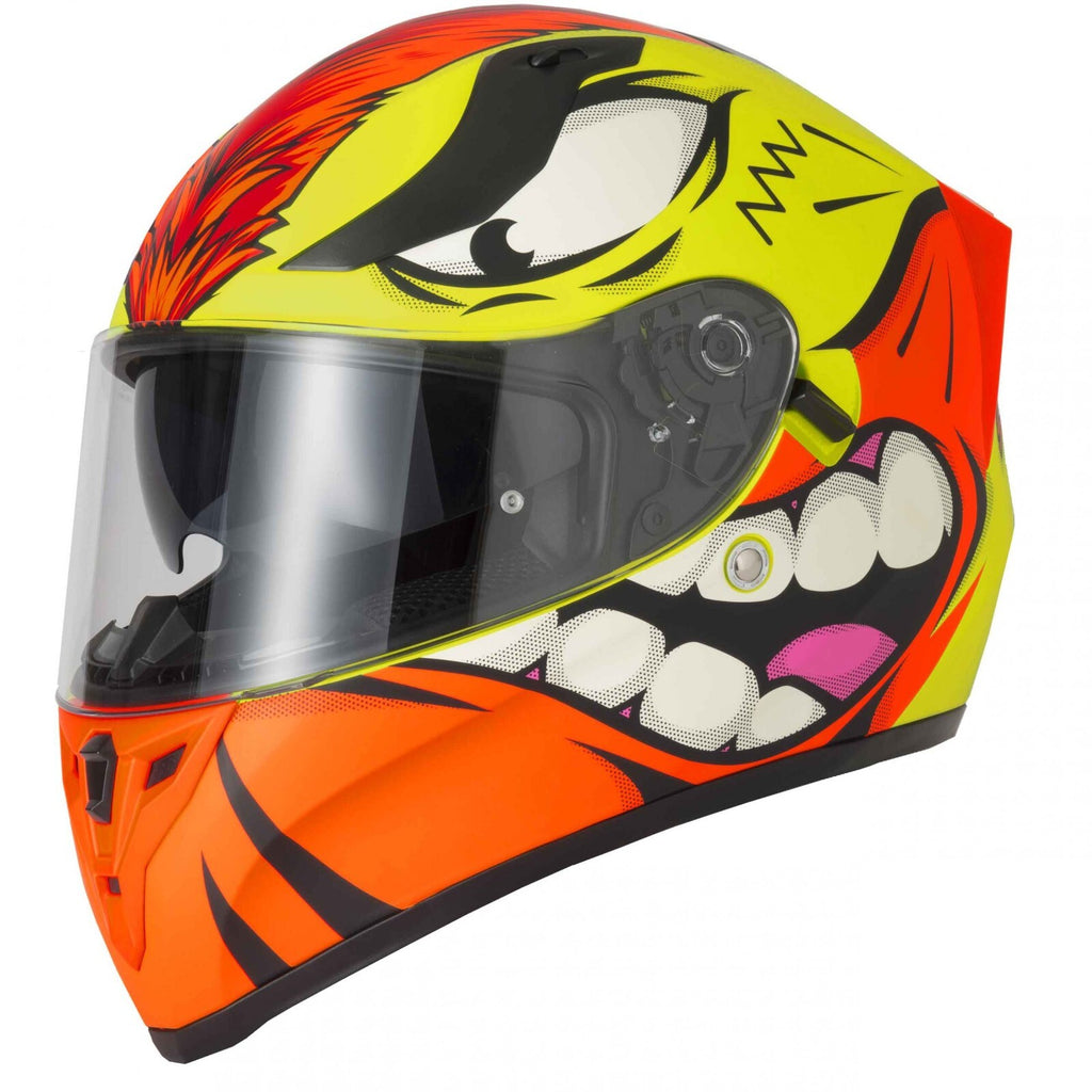 VCAN H128 Full Face Mohawk Yellow Orange ACU ECE2206 Motorcycle Motorbike Helmet