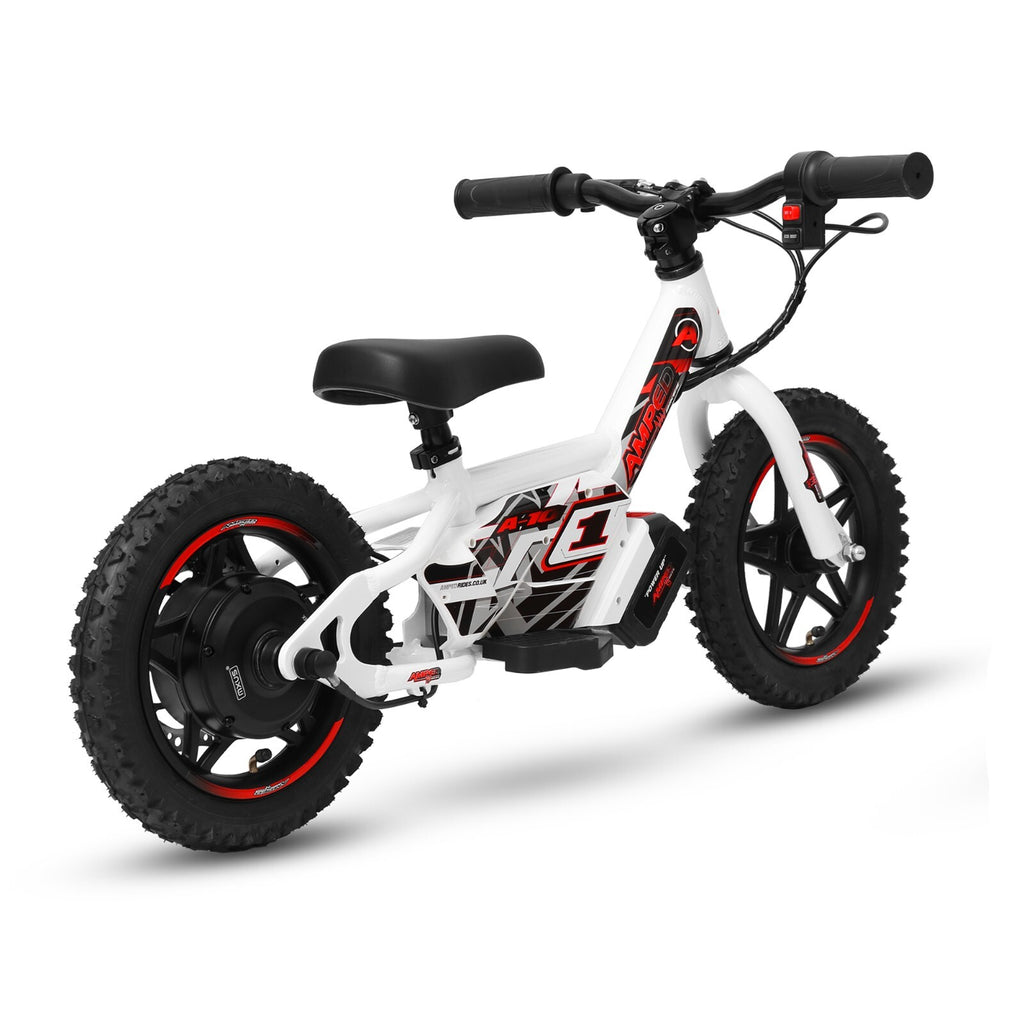 Amped A10 Black 150w 18v Electric Kids Age 3+ Balance Bike - White Red New 2025
