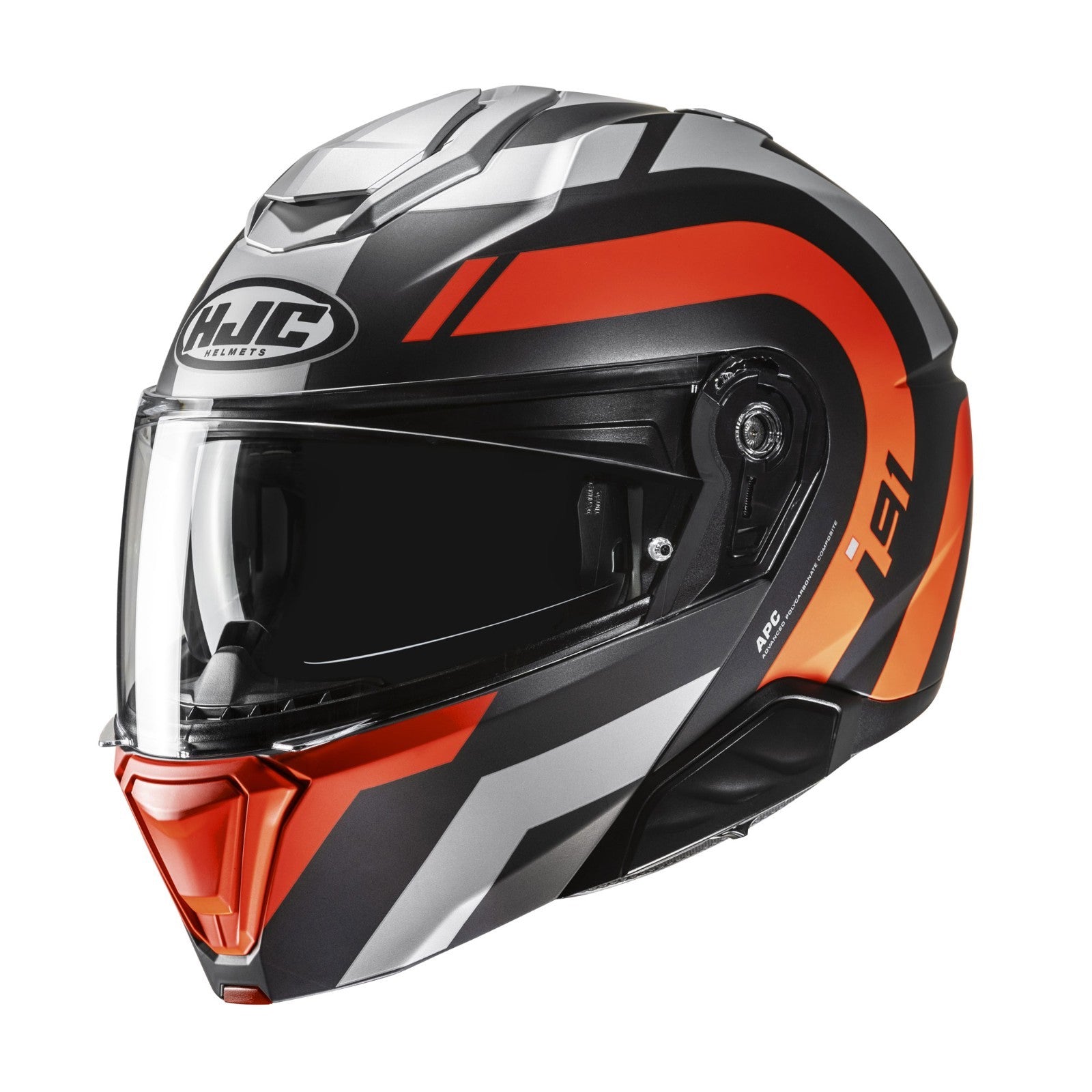 HJC I91 Arven Matt Black Orange Flip Modular ECE2206 Motorcycle Motorbike Helmet