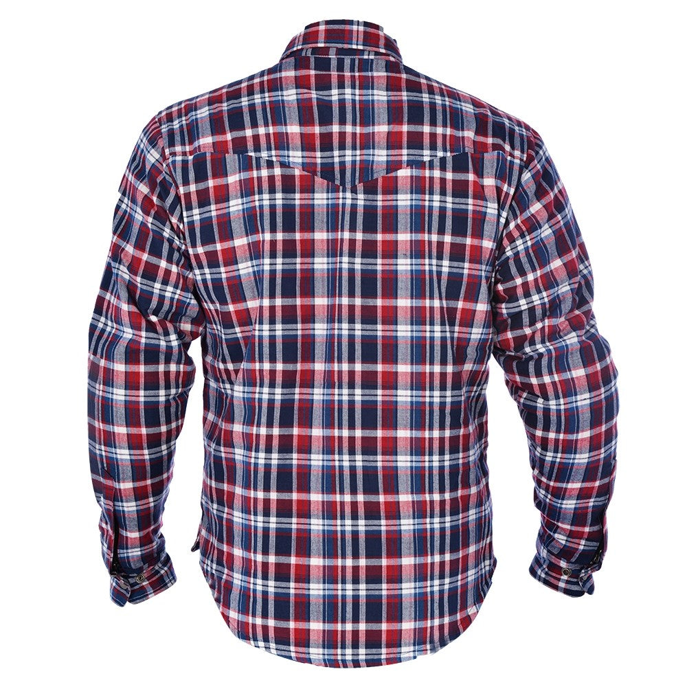 Oxford Kickback Aramid Lined Water Resistant Motorcycle Bike Shirt Red & Blue