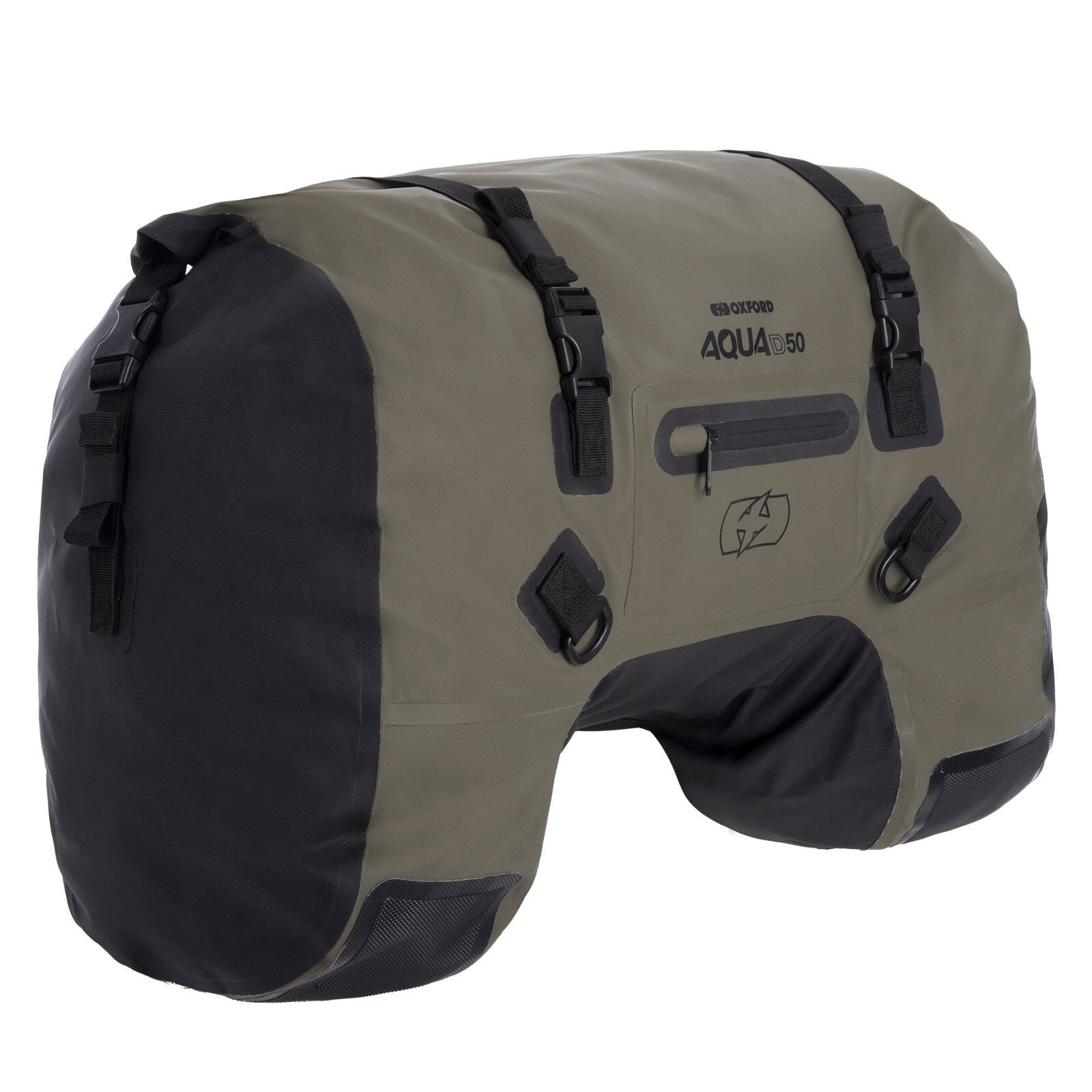 Oxford Aqua D-50 Waterproof Motorcycle Motorbike Saddle Duffel Bag Khaki Black
