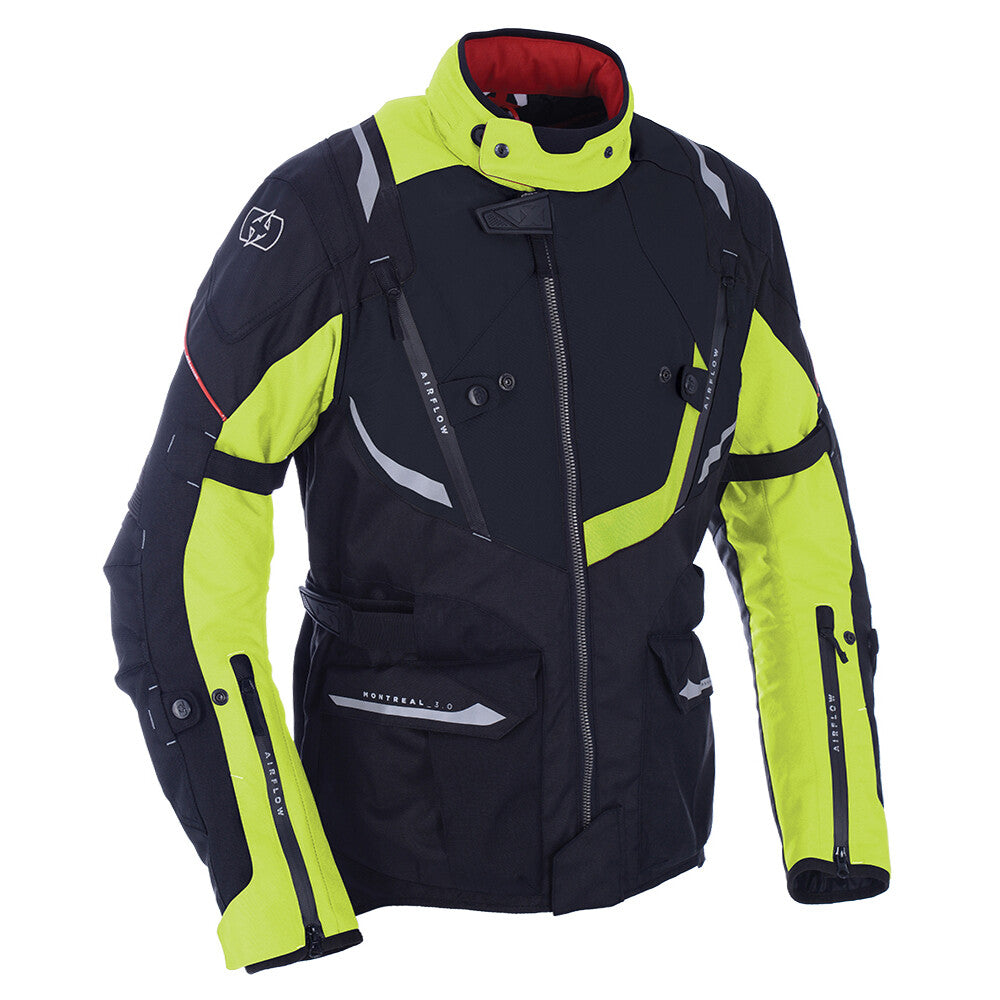 Oxford Montreal 3.0 Waterproof Motorcycle Motorbike Touring Jacket Black Fluo