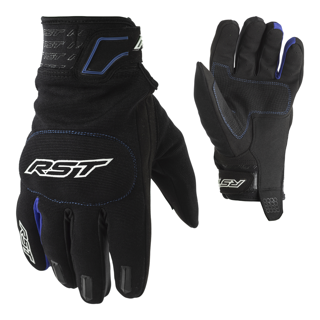 RST Rider CE Motorcycle Motorbike Short Lightweight Textile Gloves - Black Blue