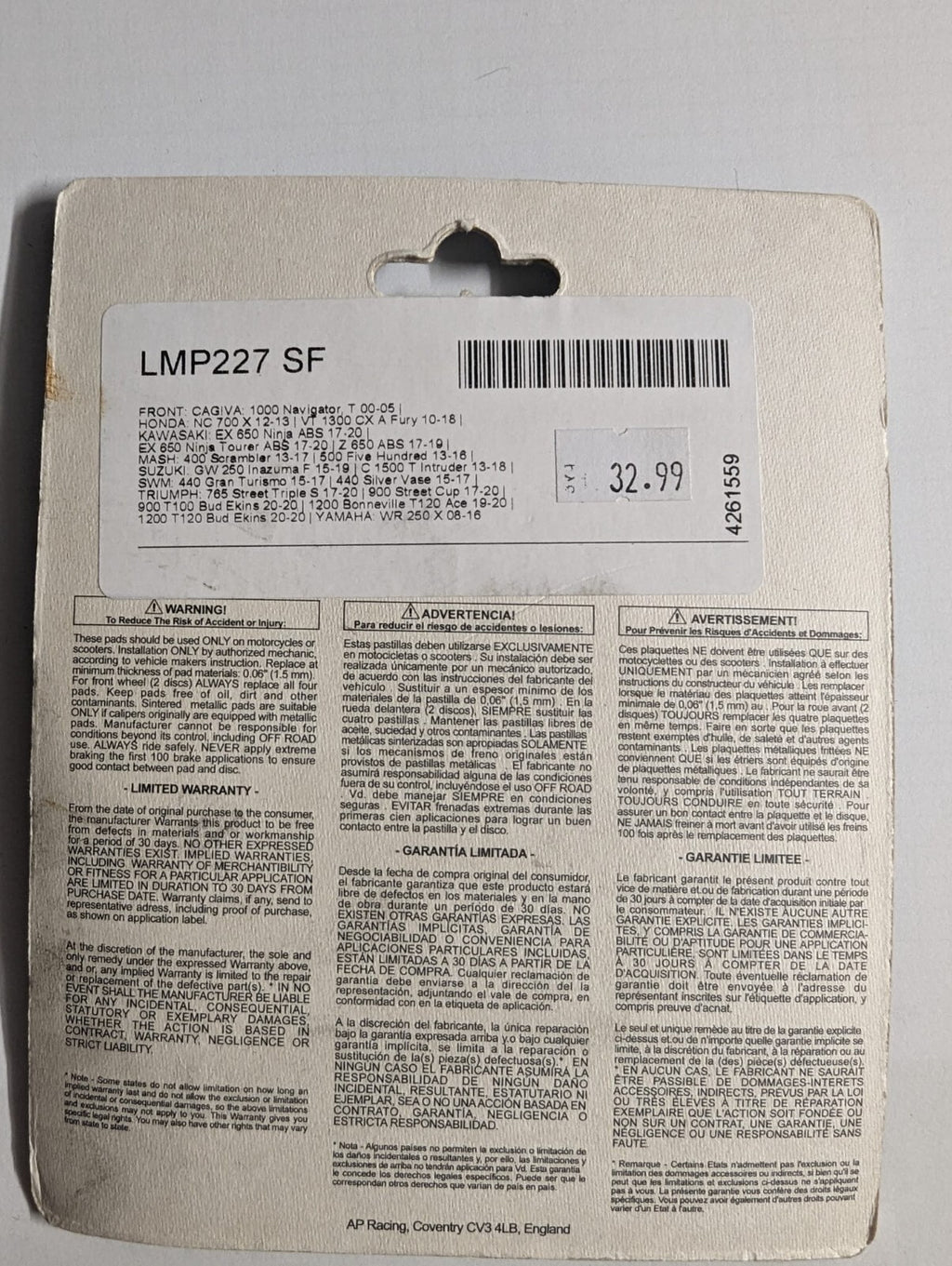 Armstrong Brake Pads - APR227SF - FA142/226/135 - PAD320132