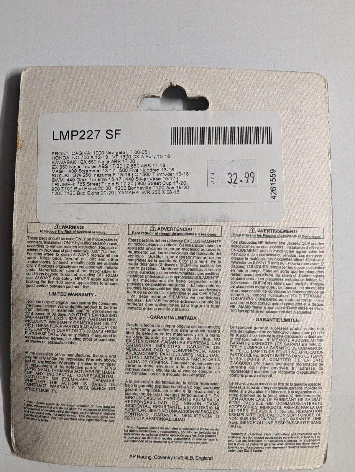 Armstrong Brake Pads - APR227SF - FA142/226/135 - PAD320132